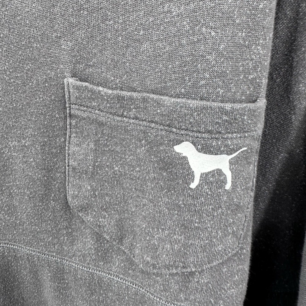 PINK Victoria's Small Secret Gray Varsity Long Sleeve Jersey Tee Shirt  Dog Logo - Picture 2 of 8